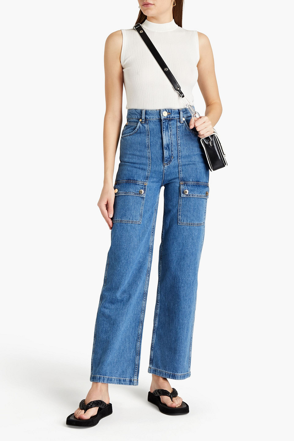 Sandro Amber High-rise Straight-leg Jeans In Blue