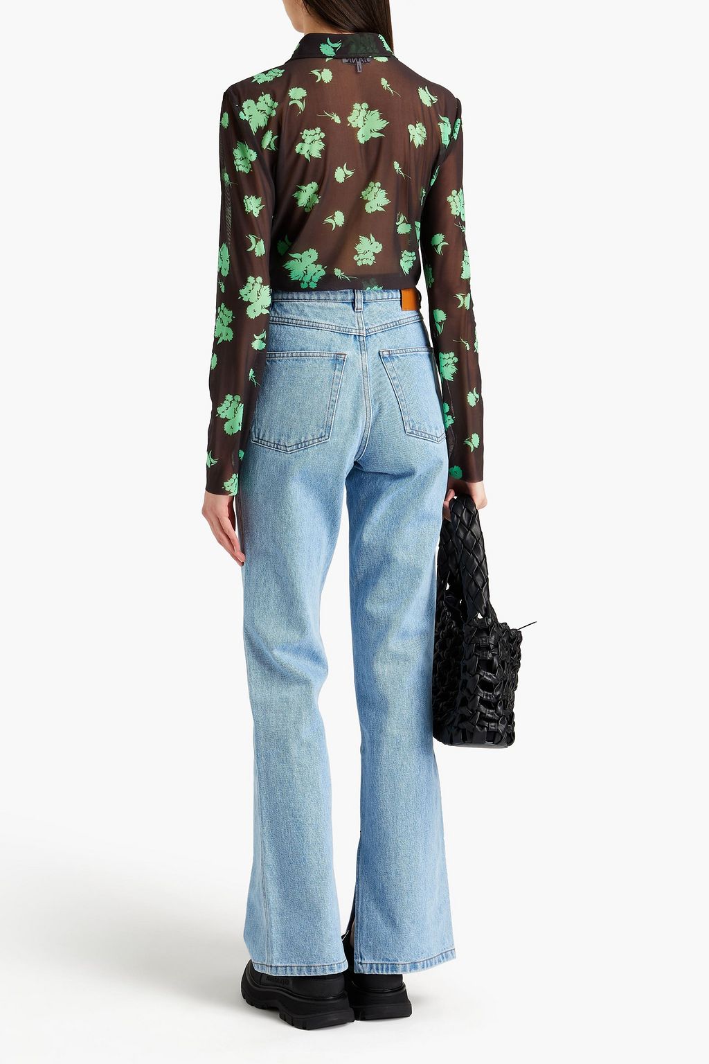 GANNI Printed mesh shirt