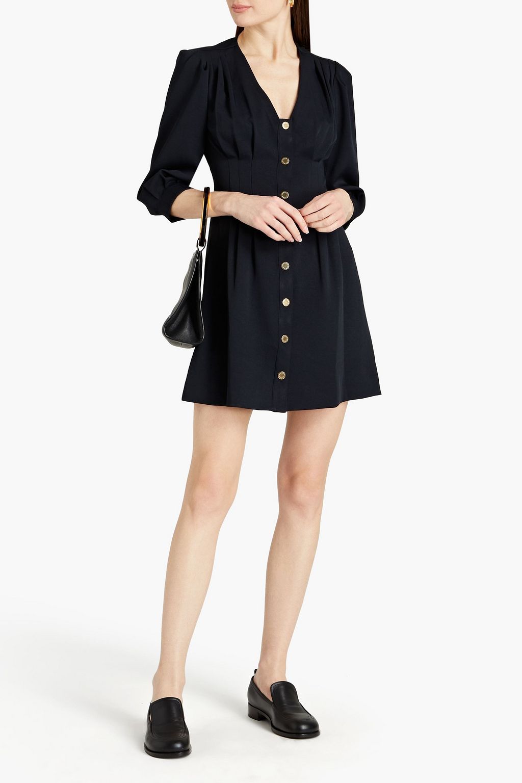 SANDRO Aurore pleated twill mini dress