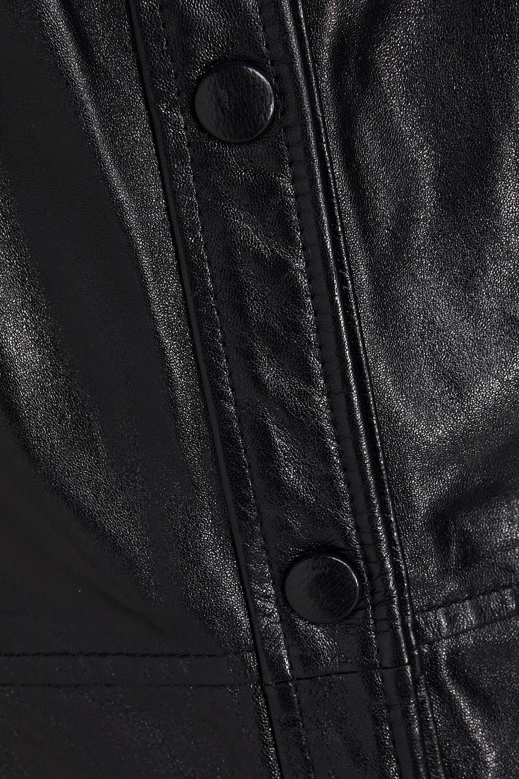 GANNI Leather mini shirt dress