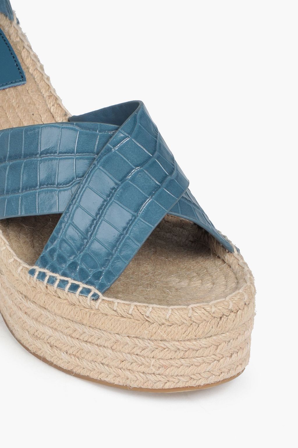 TORY BURCH Selby 105 croc-effect leather wedge espadrille sandals