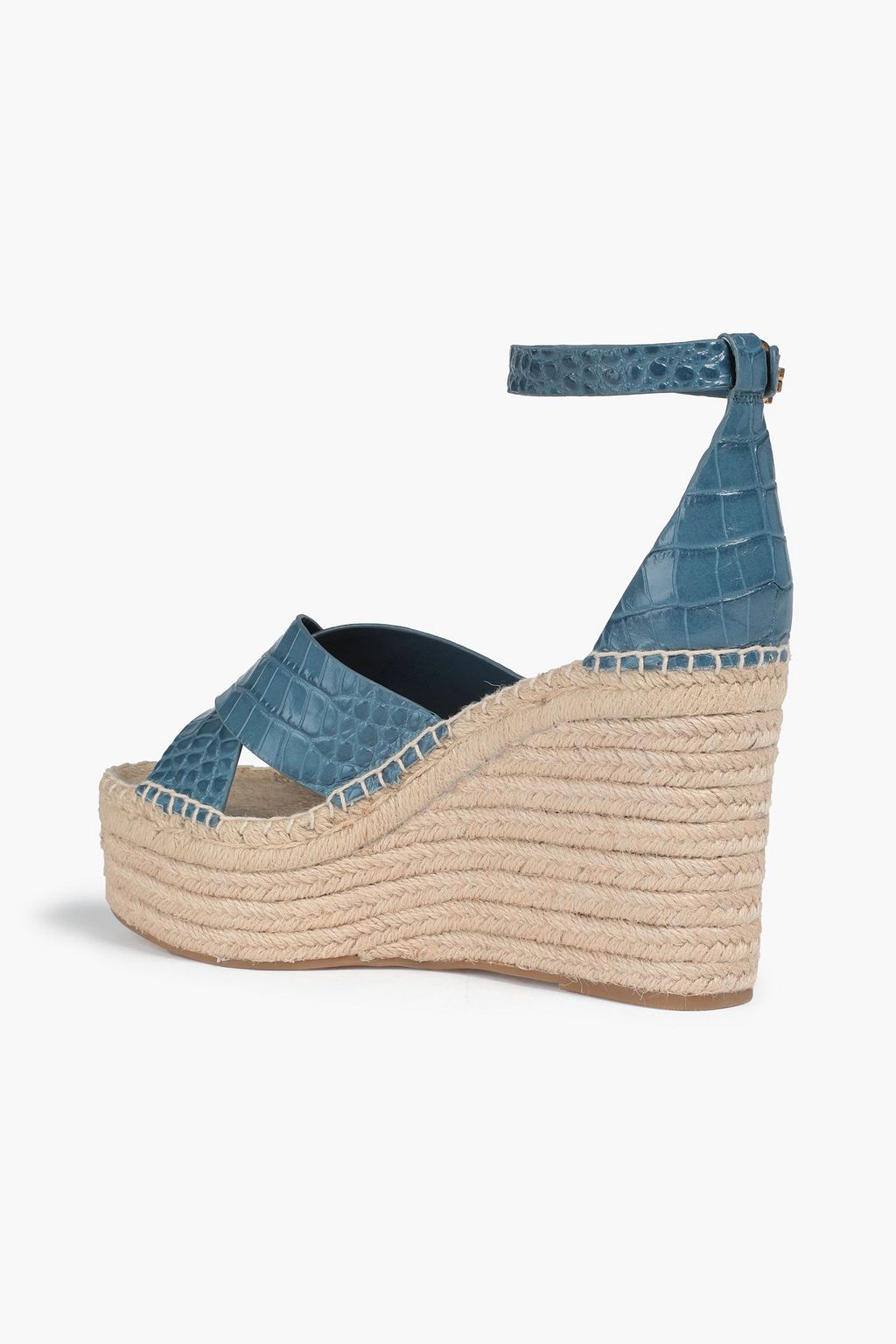 TORY BURCH Selby 105 croc-effect leather wedge espadrille sandals