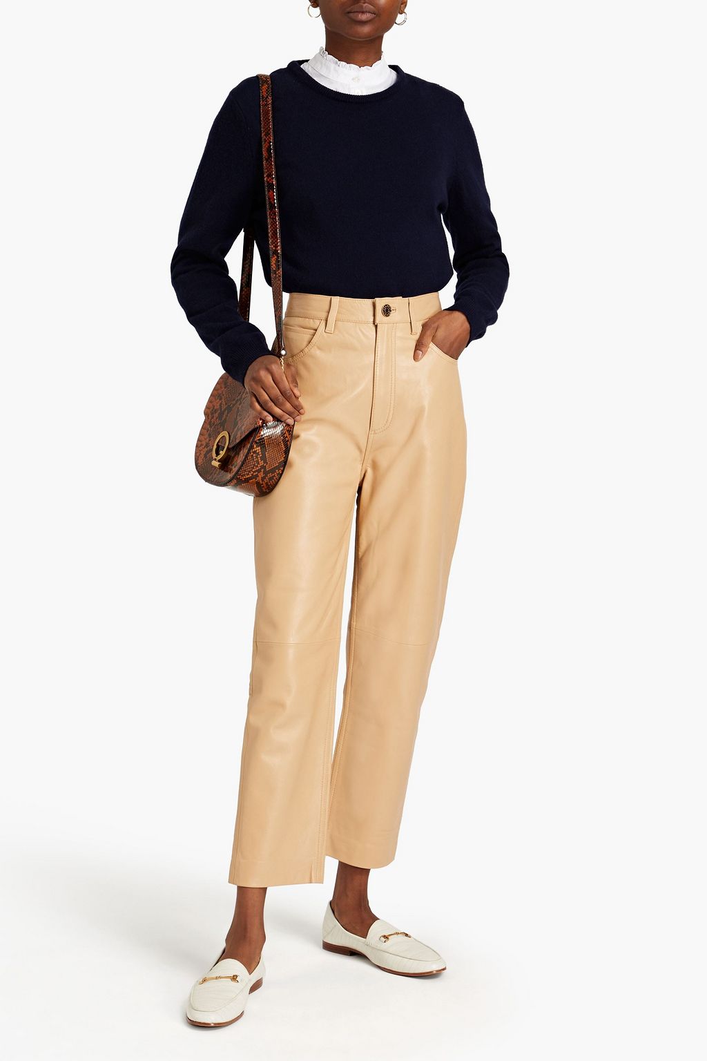 SANDRO Francis cropped leather straight-leg pants | THE OUTNET