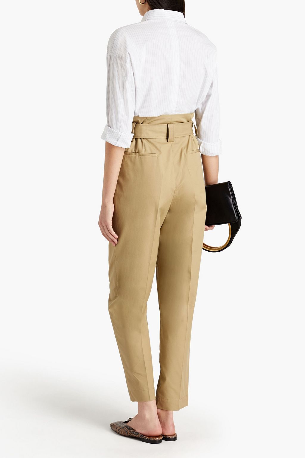 SANDRO Orso pleated belted twill tapered pants