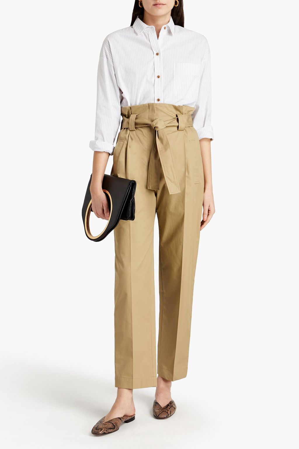 SANDRO Orso pleated belted twill tapered pants