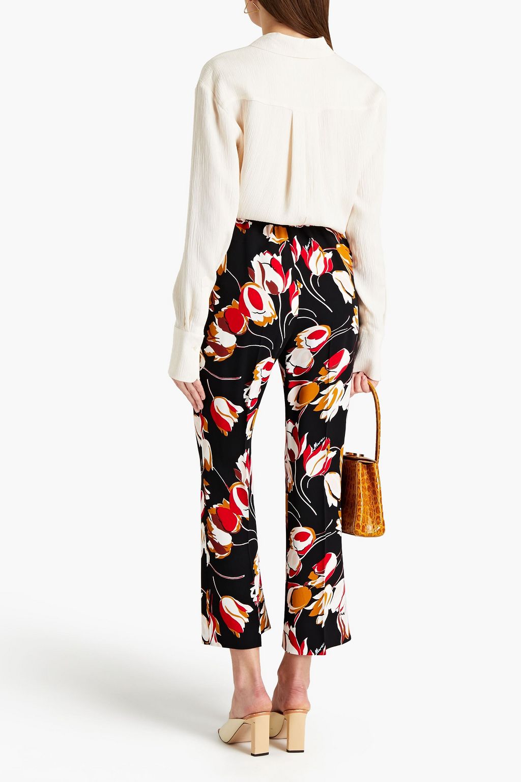 MARNI Floral-print crepe bootcut pants