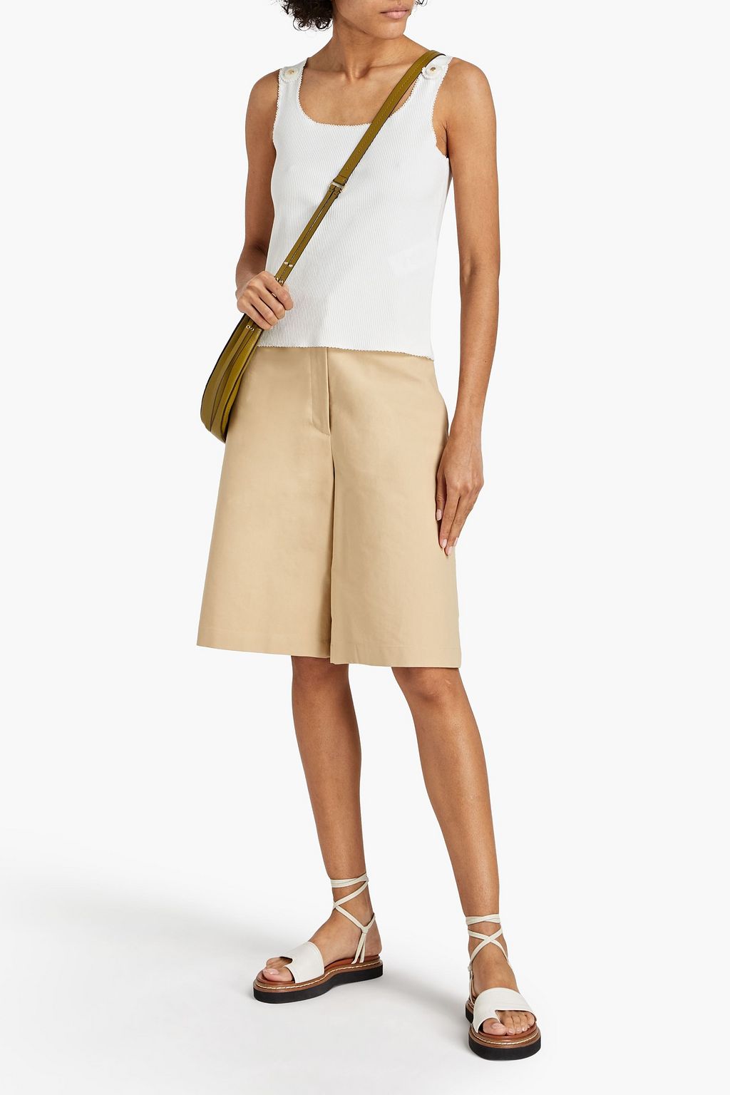 SANDRO Arsene crochet-trimmed ribbed-knit top