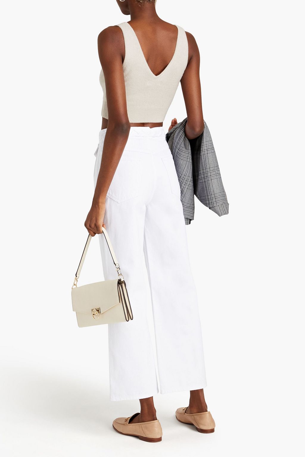 SANDRO Guillaume braid-trimmed high-rise wide-leg jeans