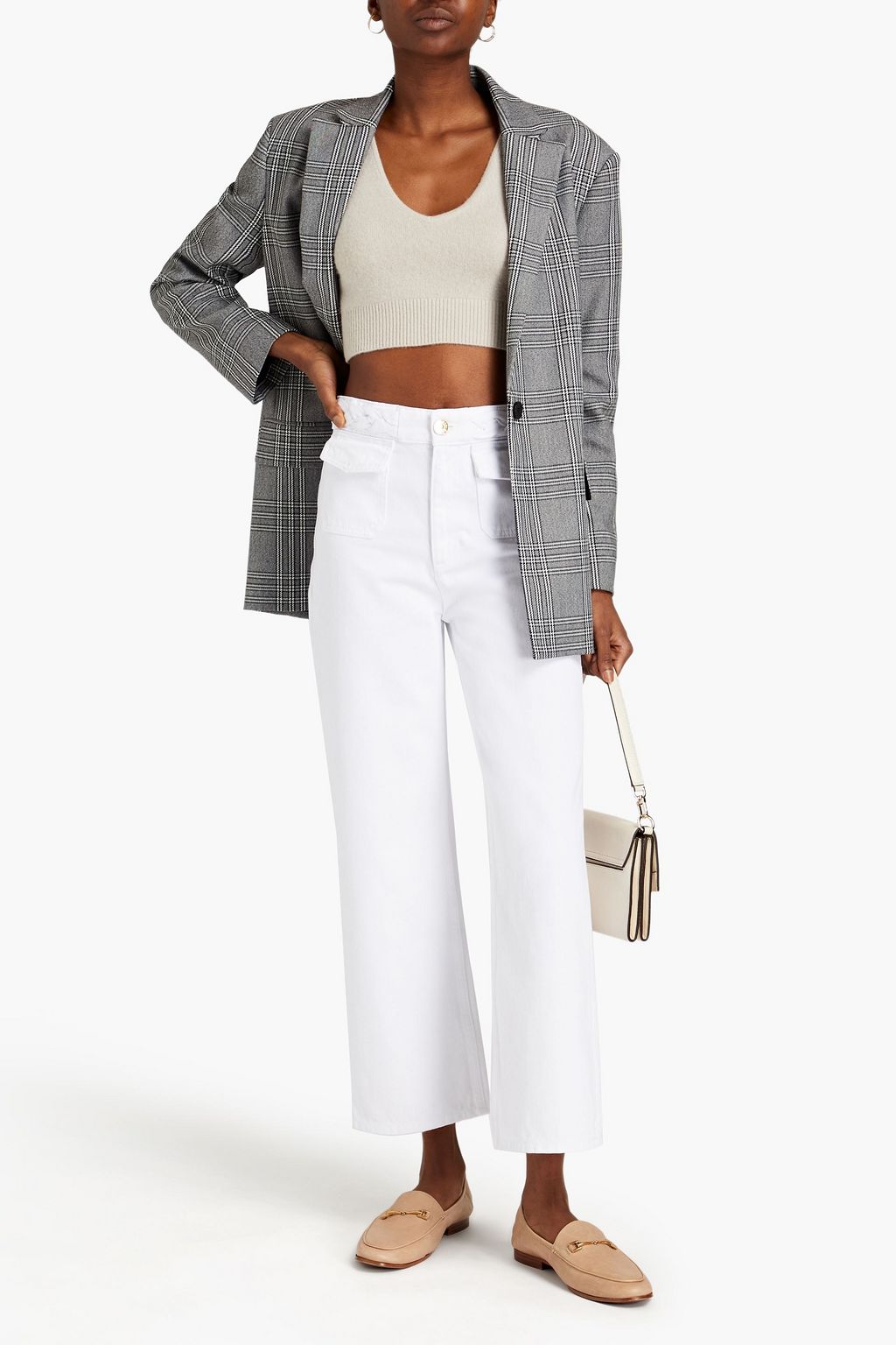SANDRO Guillaume braid-trimmed high-rise wide-leg jeans
