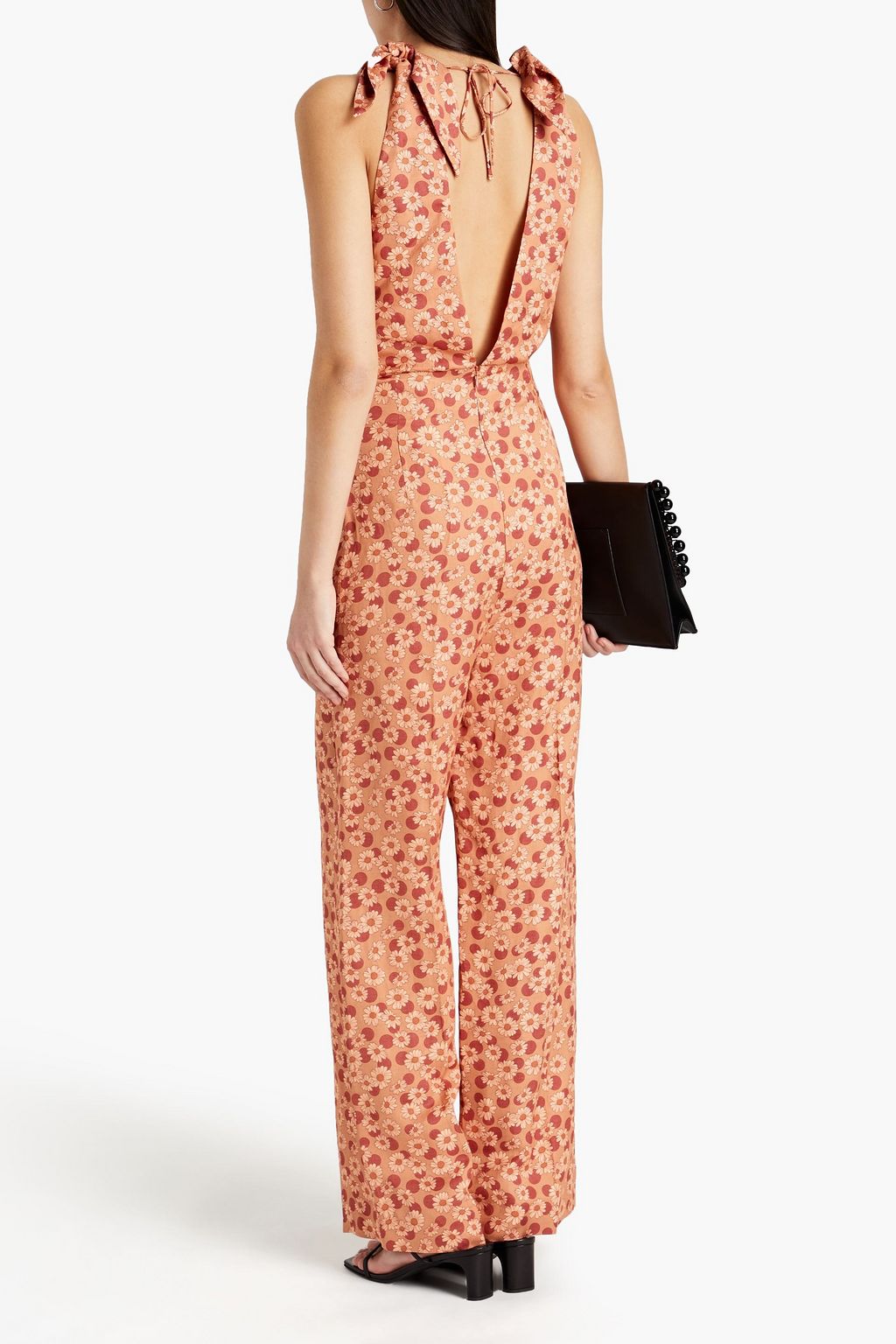 SANDRO Cutout printed twill jumpsuit