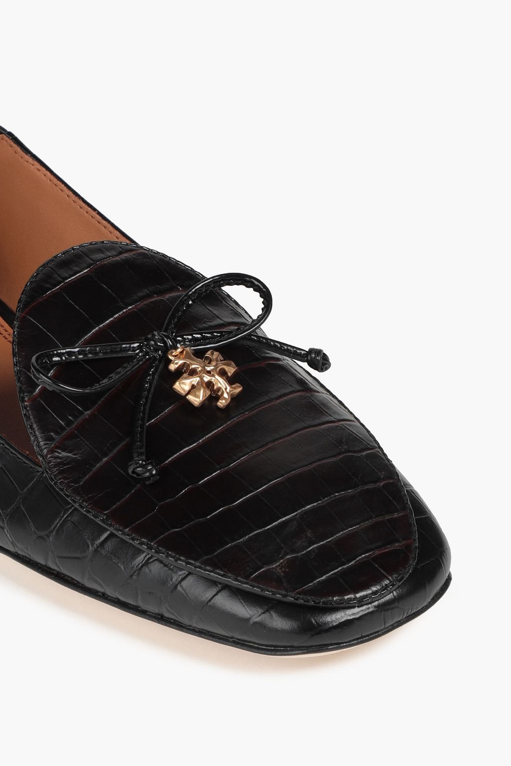 TORY BURCH Tory Charm croc-effect leather collapsible heel loafers