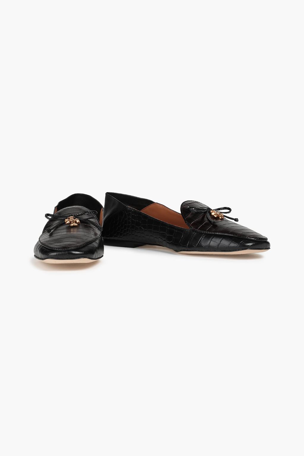 TORY BURCH Tory Charm croc-effect leather collapsible heel loafers