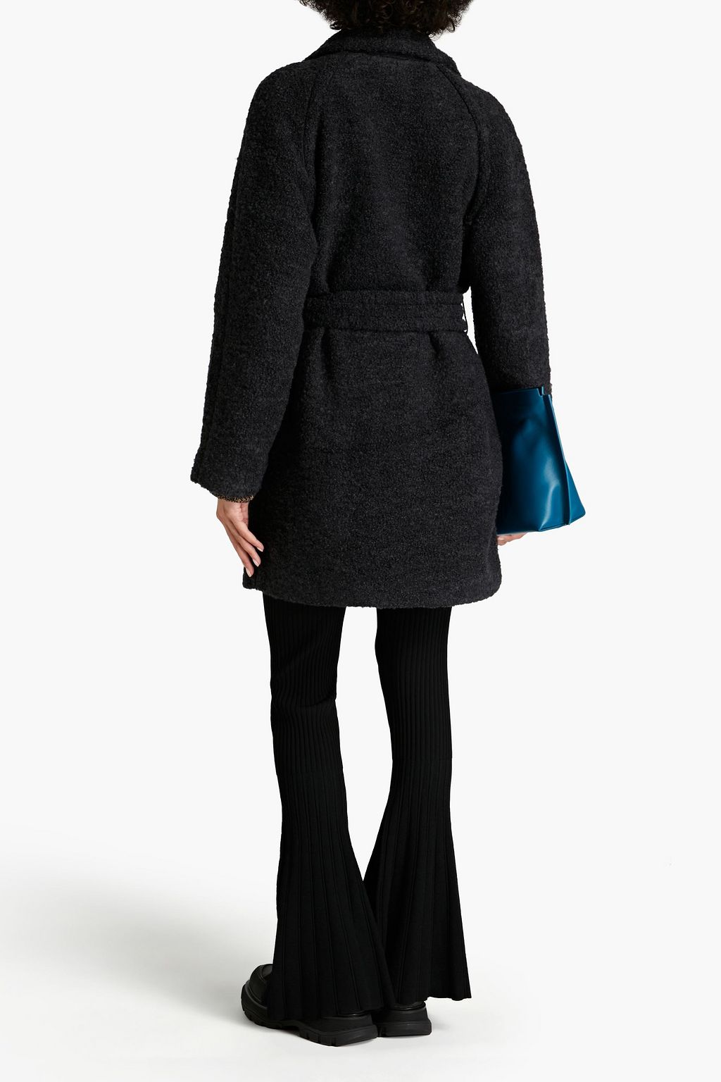 GANNI Double-breasted belted wool-blend bouclé coat