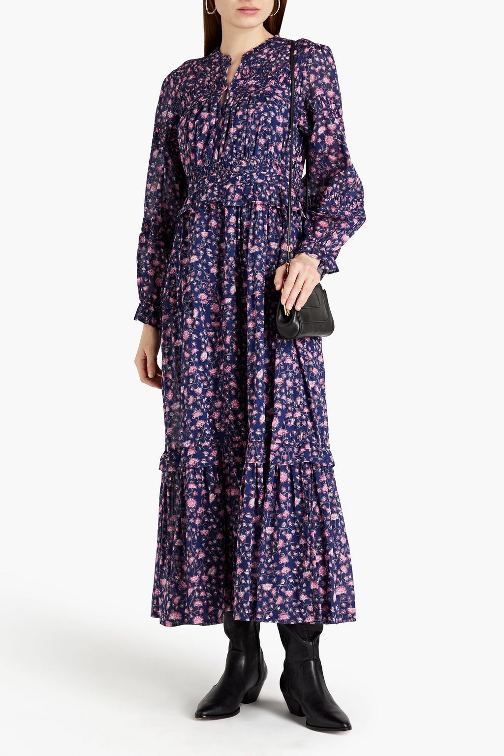 MARANT ÉTOILE Likoya pleated floral-print cotton-mousseline maxi dress