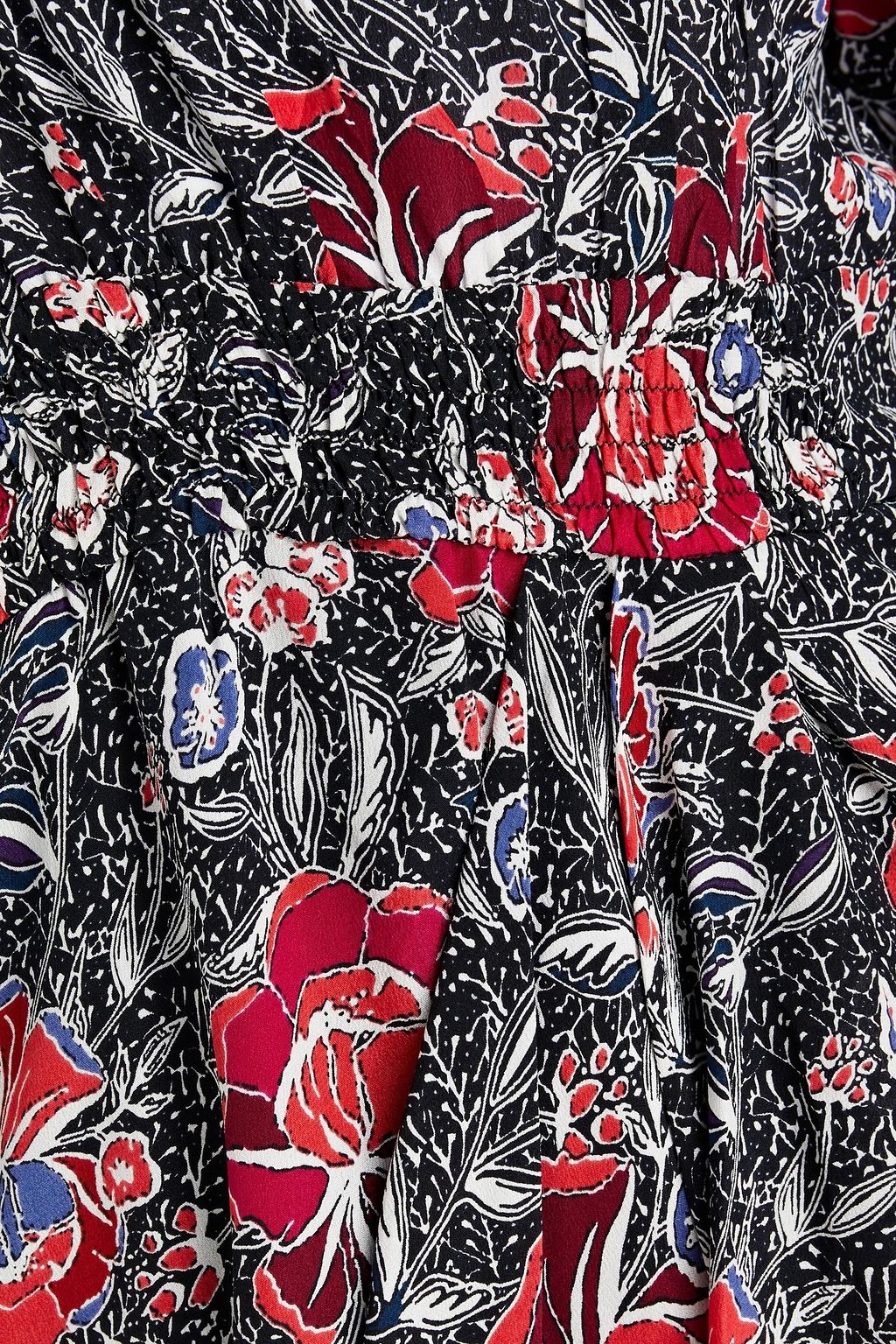 MARANT ÉTOILE Pleated printed silk crepe de chine mini dress