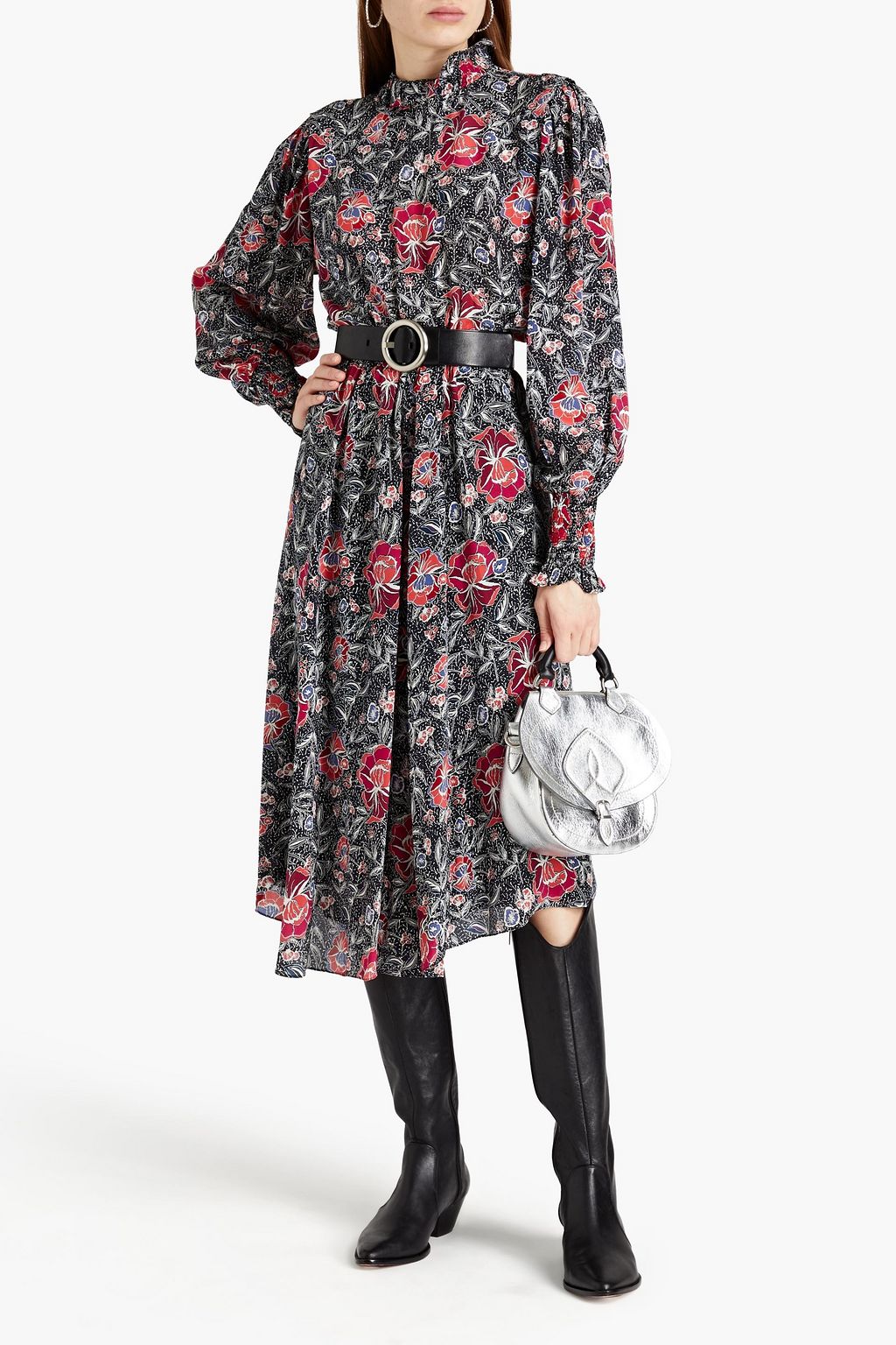 MARANT ÉTOILE Yescott asymmetric printed silk crepe de chine midi dress