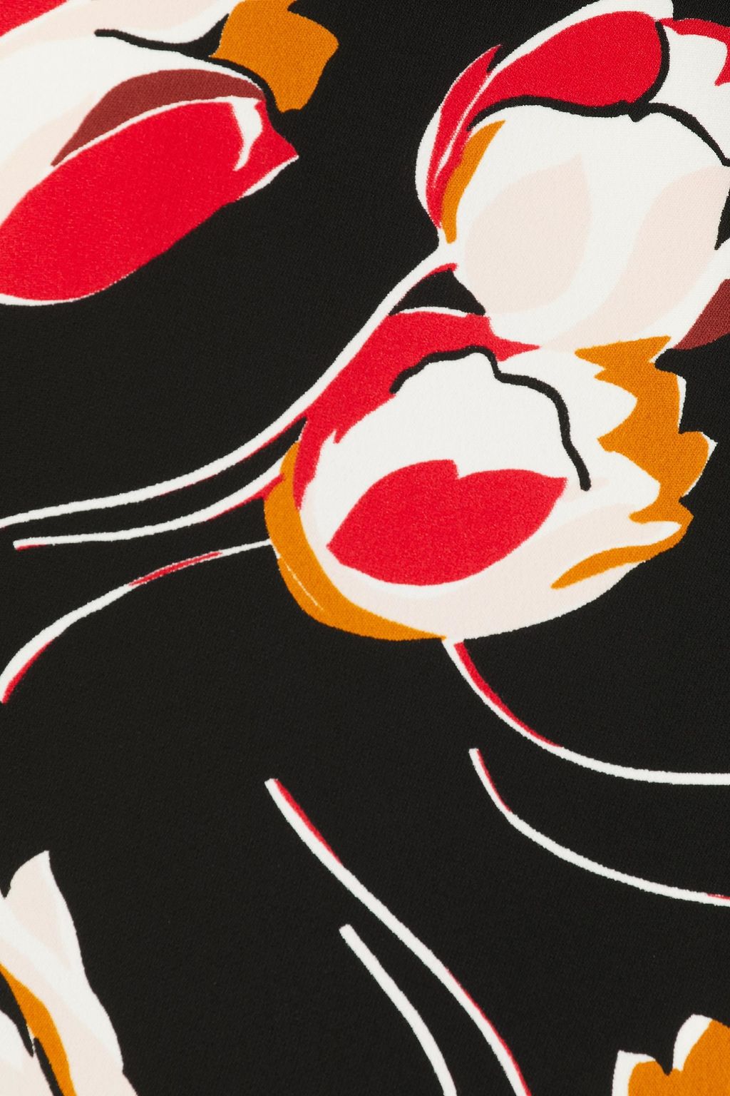 MARNI Satin-trimmed floral-print crepe midi skirt