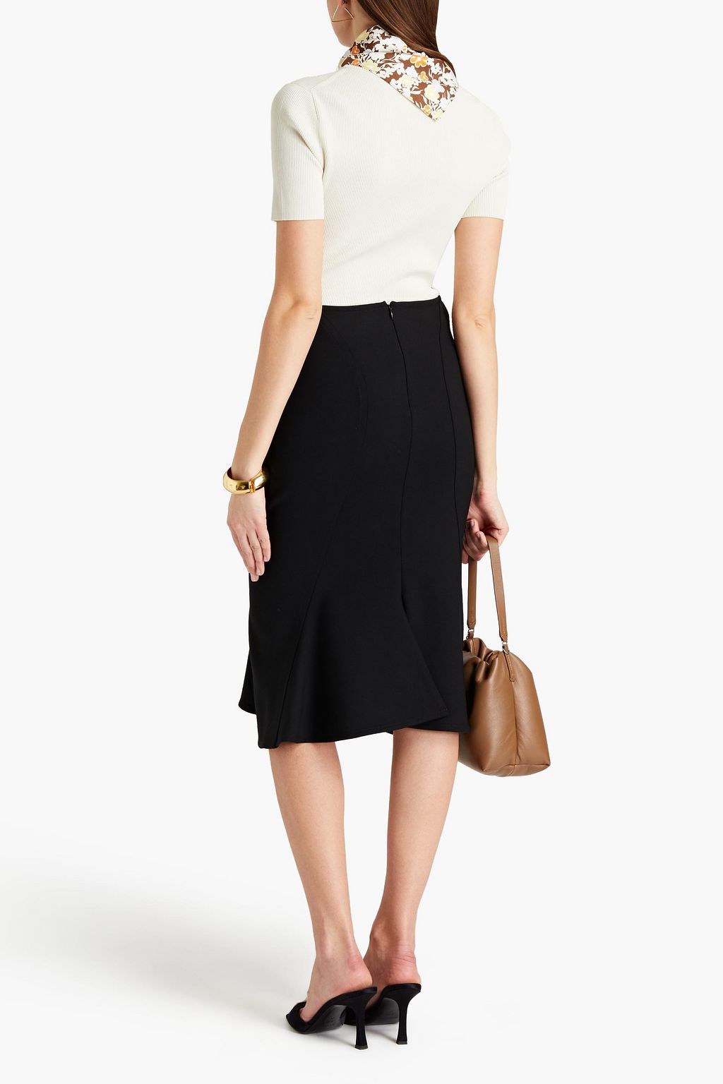 MARNI Fluted wool-blend skirt