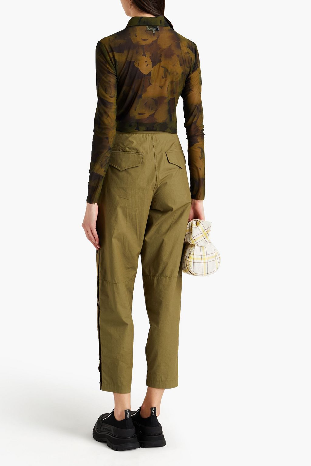 GANNI Printed mesh shirt
