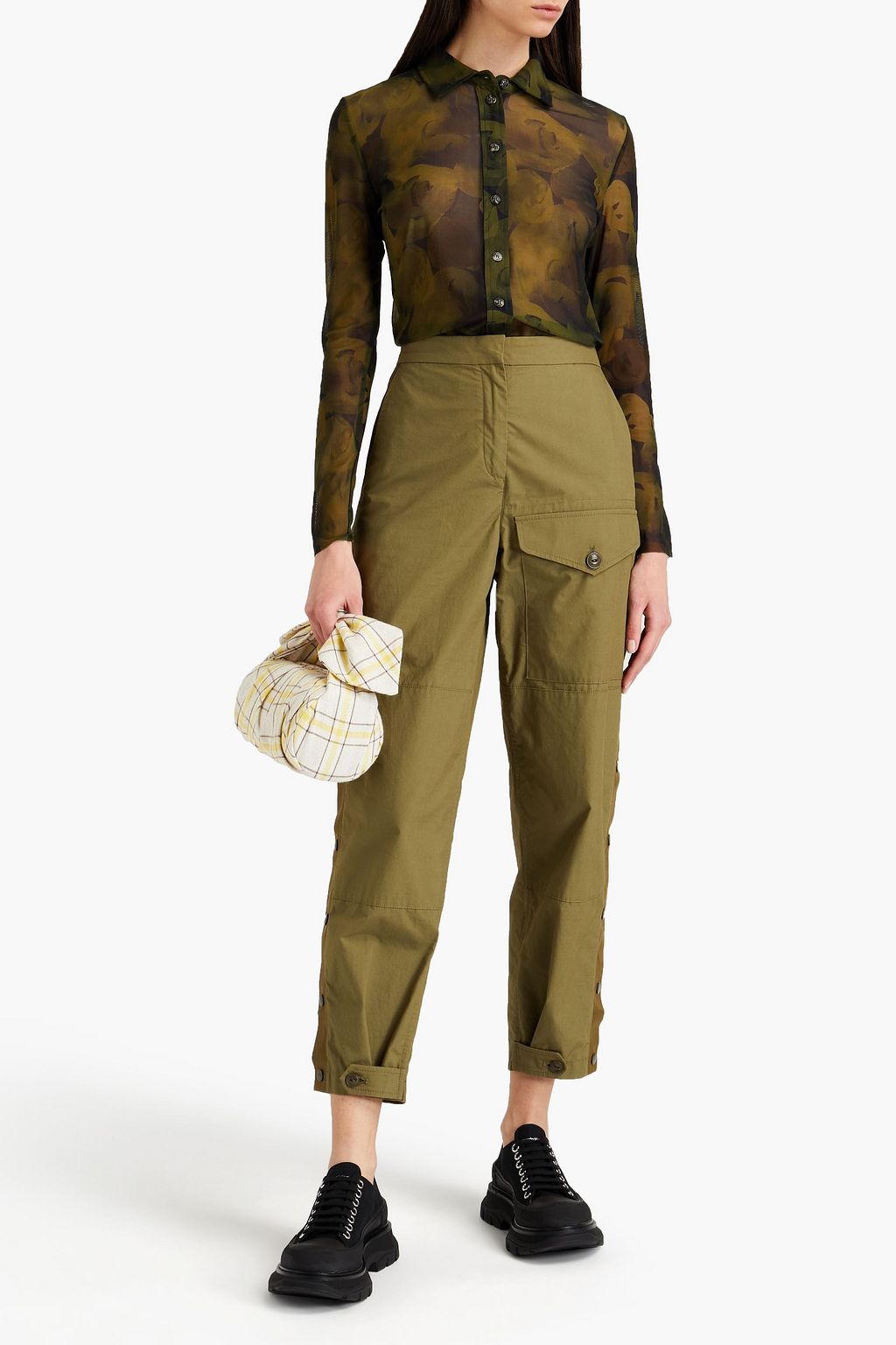 GANNI Printed mesh shirt