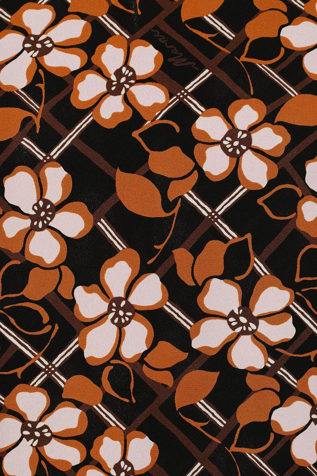 MARNI Satin-trimmed floral-print crepe top