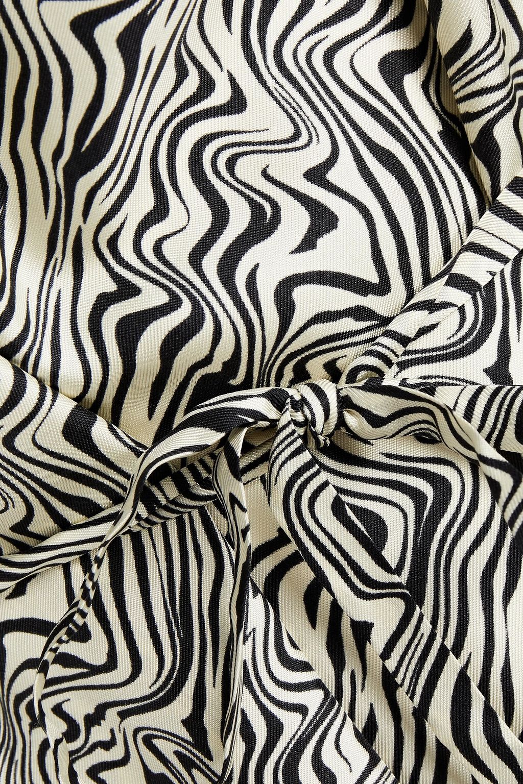 SANDRO Belted zebra-print silk-twill dress