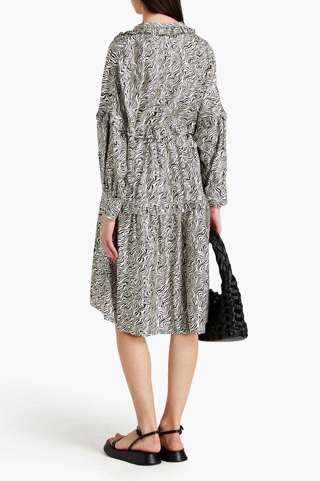 SANDRO Salome belted zebra-print silk-twill dress | THE OUTNET