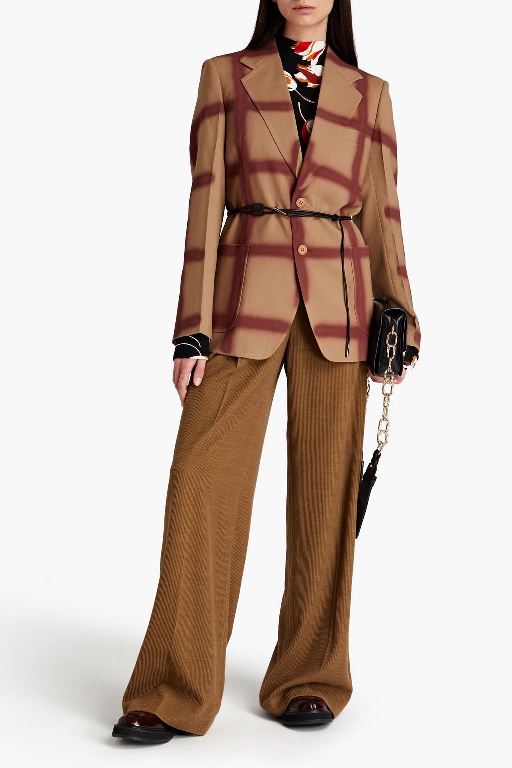 MARNI Belted checked wool blazer