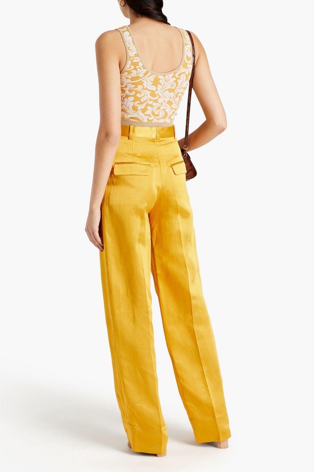 SANDRO Emeraude satin wide-leg pants