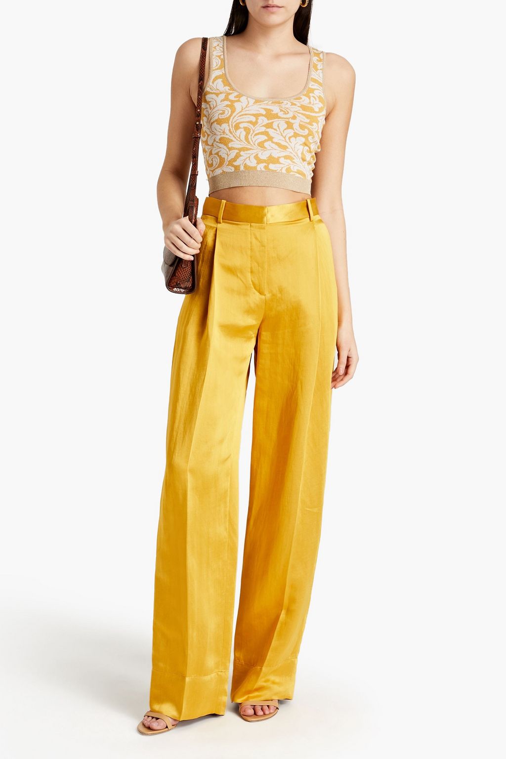 SANDRO Emeraude satin wide-leg pants