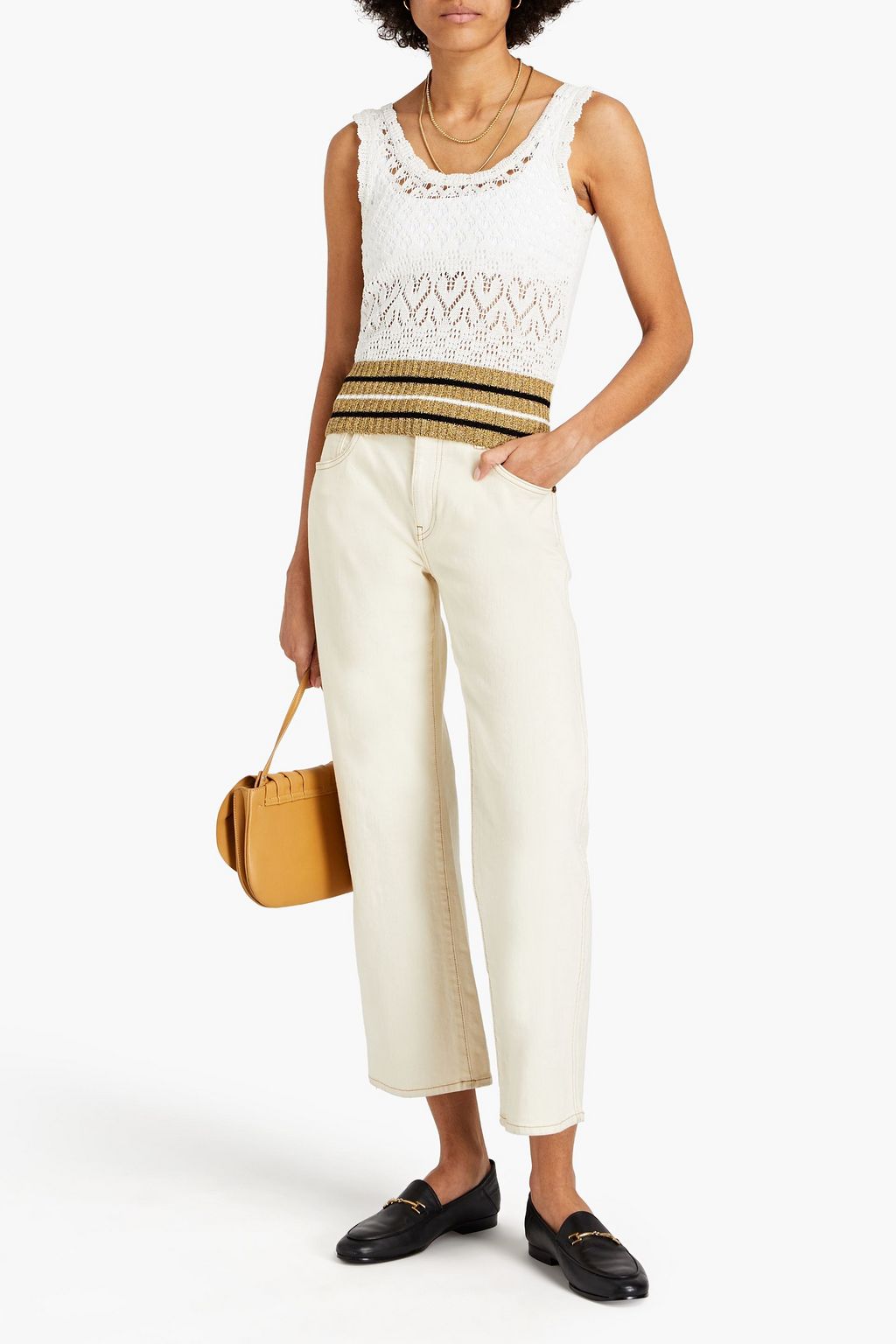 SANDRO Ally crochet-knit cotton tank