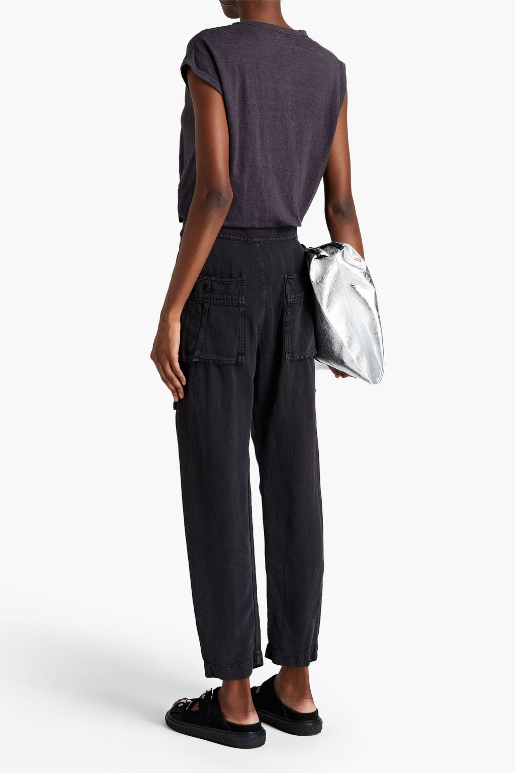 MARANT ÉTOILE Cropped Lyocell and linen-blend twill tapered pants