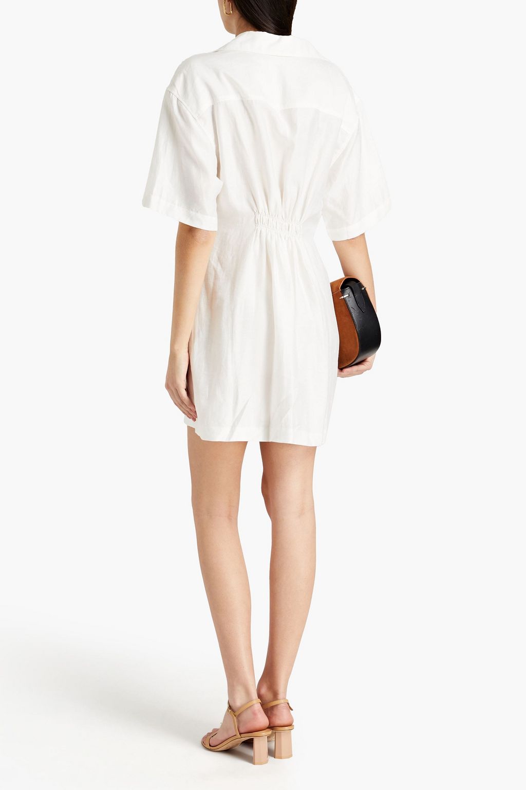 SANDRO Amande gathered twill mini dress