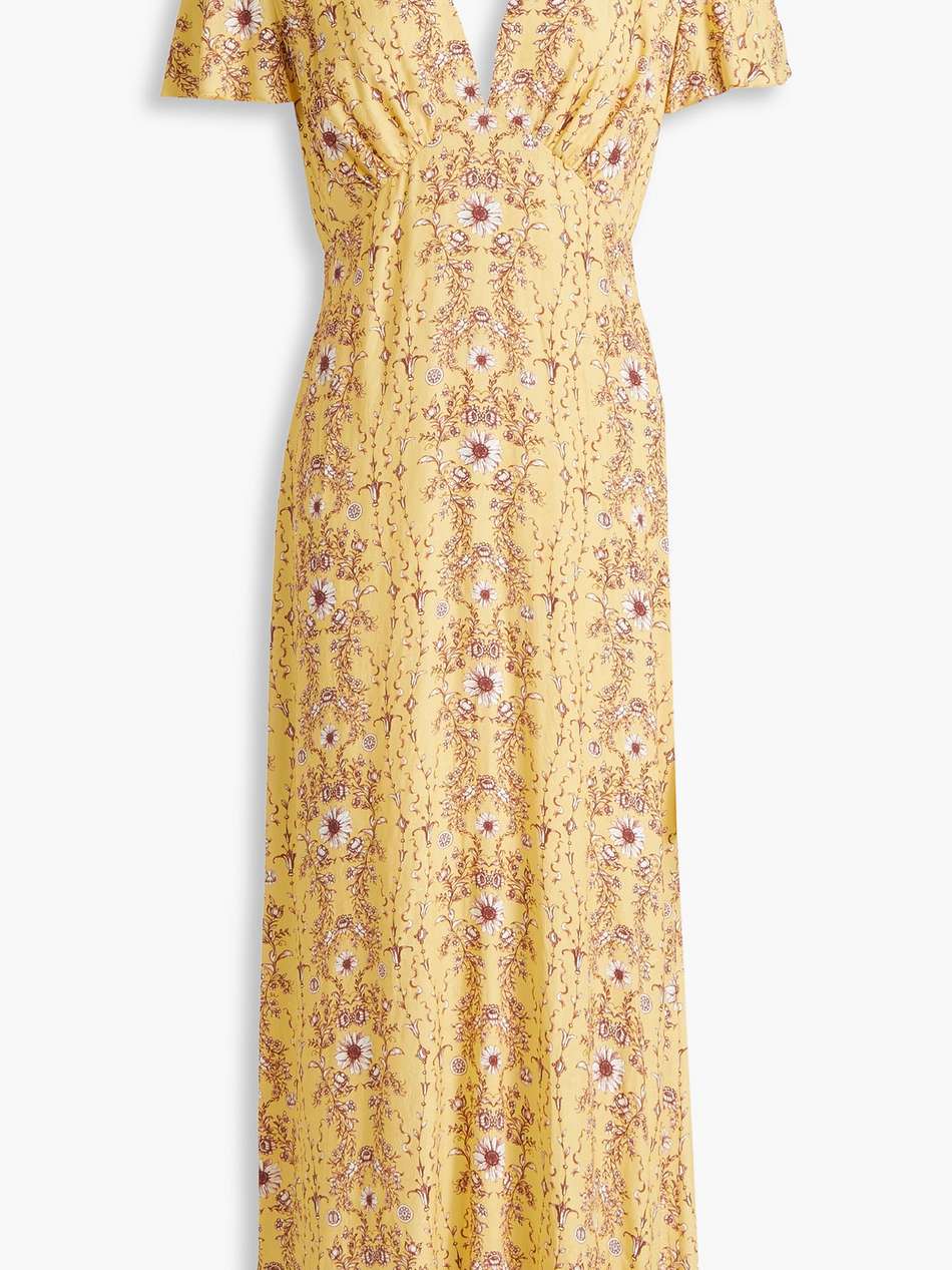 cutout floral-jacquard midi dress