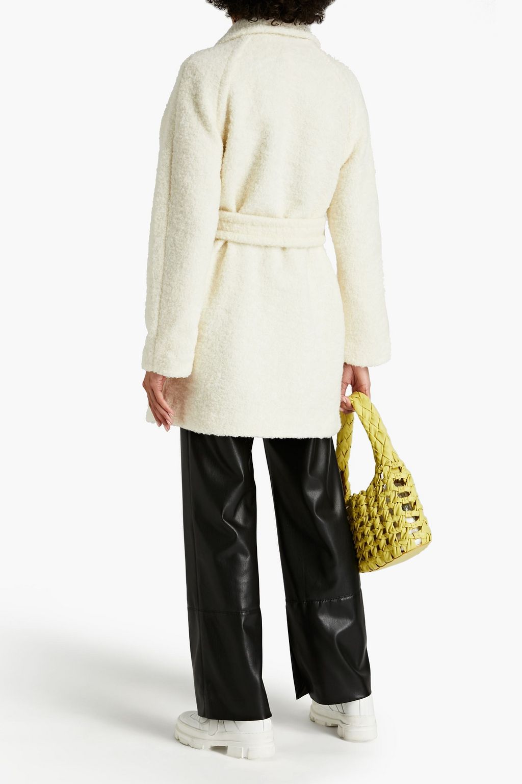 GANNI Belted wool-blend bouclé coat