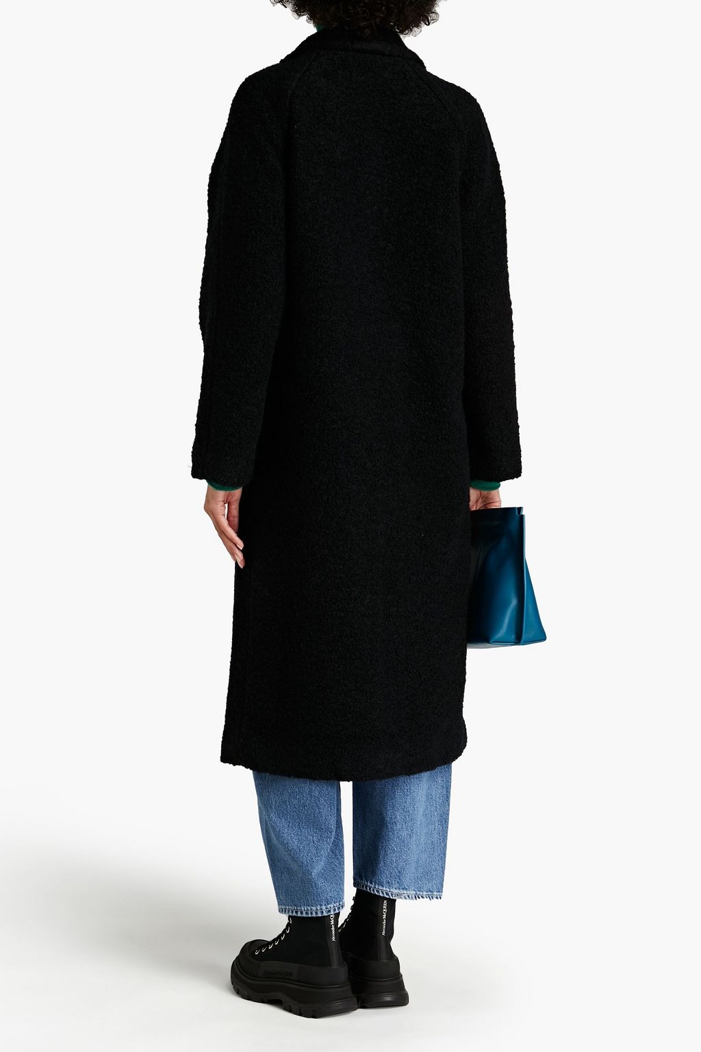 GANNI Belted wool-blend bouclé coat