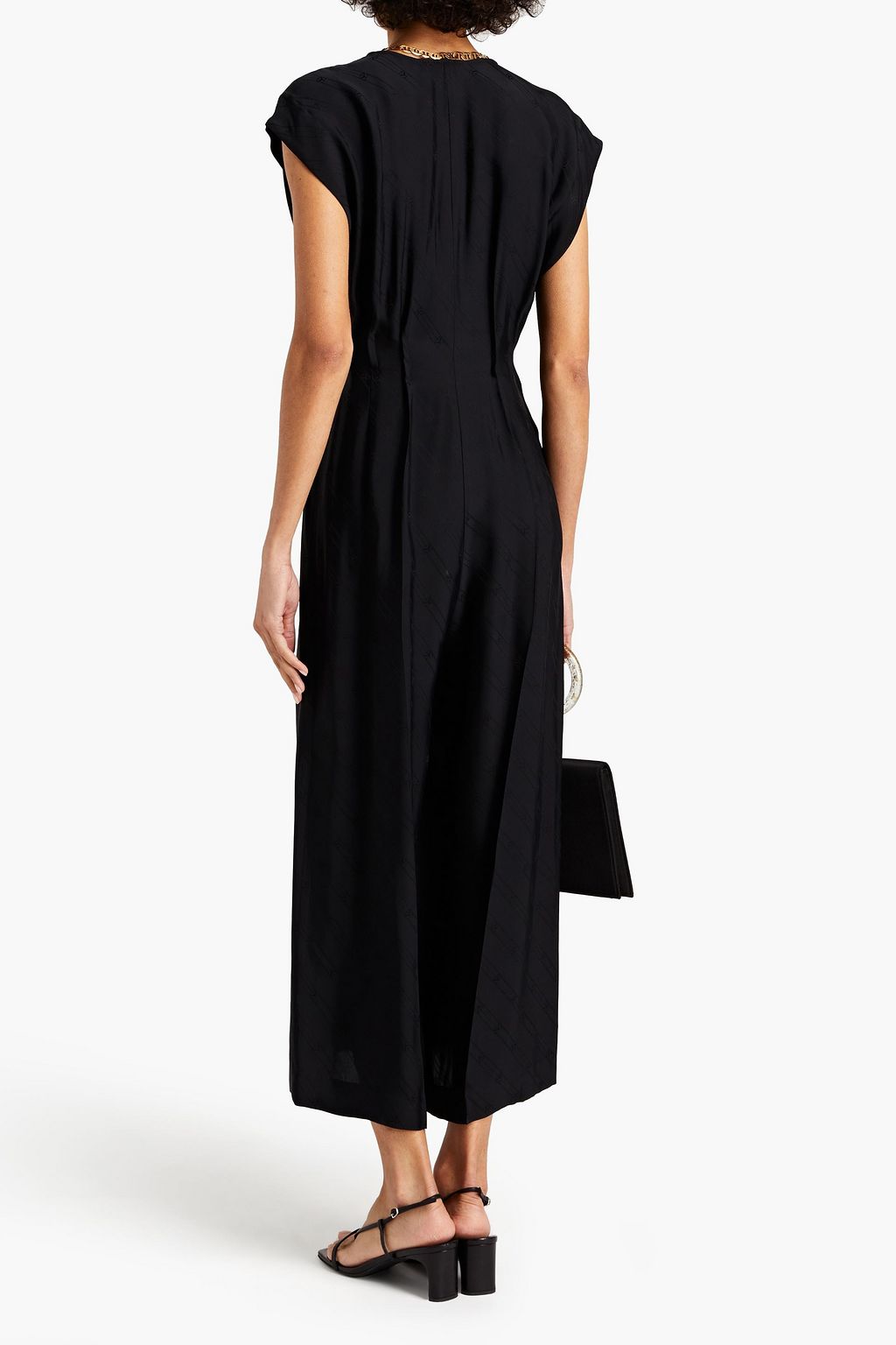 SANDRO Gaia cropped embellished satin-jacquard jumpsuit