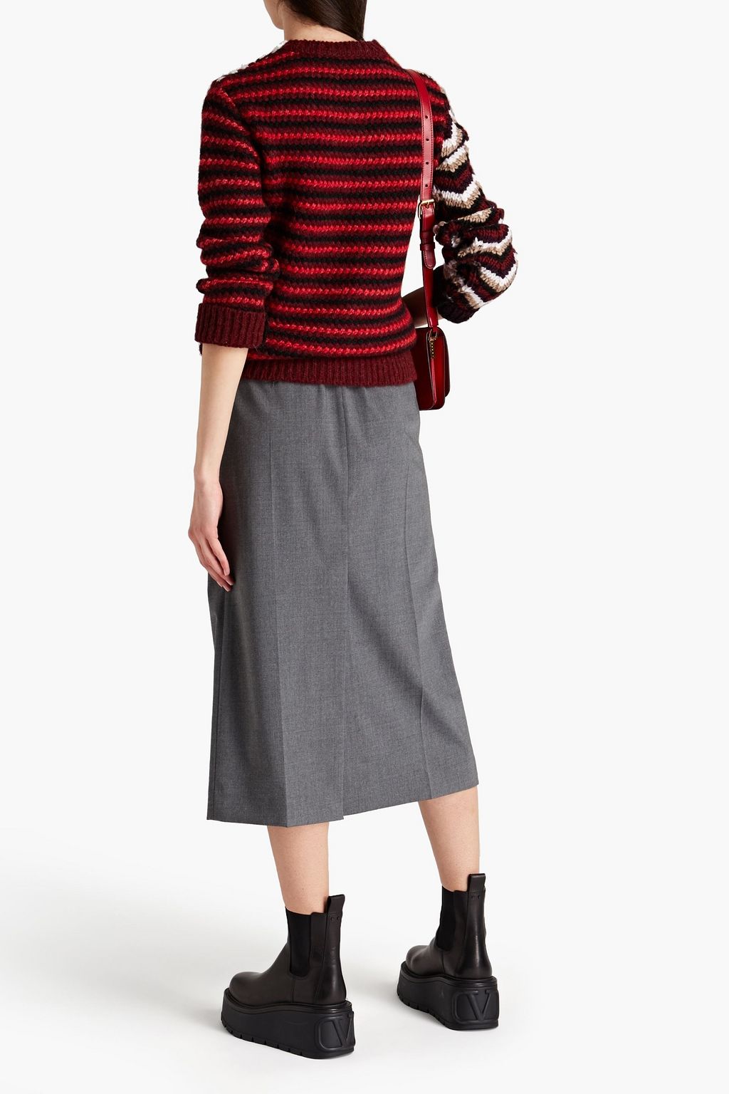 MARNI Jacquard knit-paneled striped knitted sweater