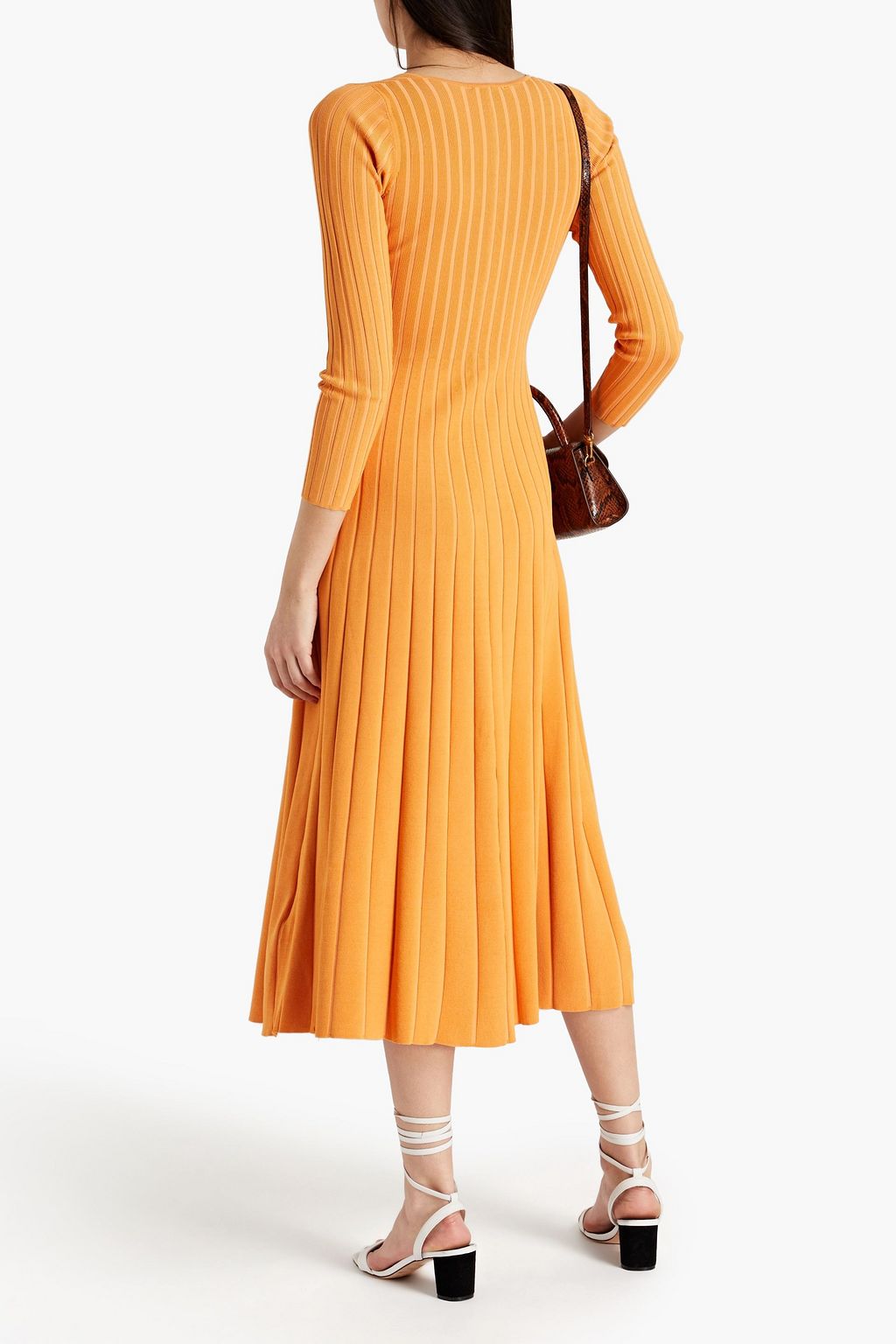 SANDRO Bruna cutout ribbed-knit midi dress