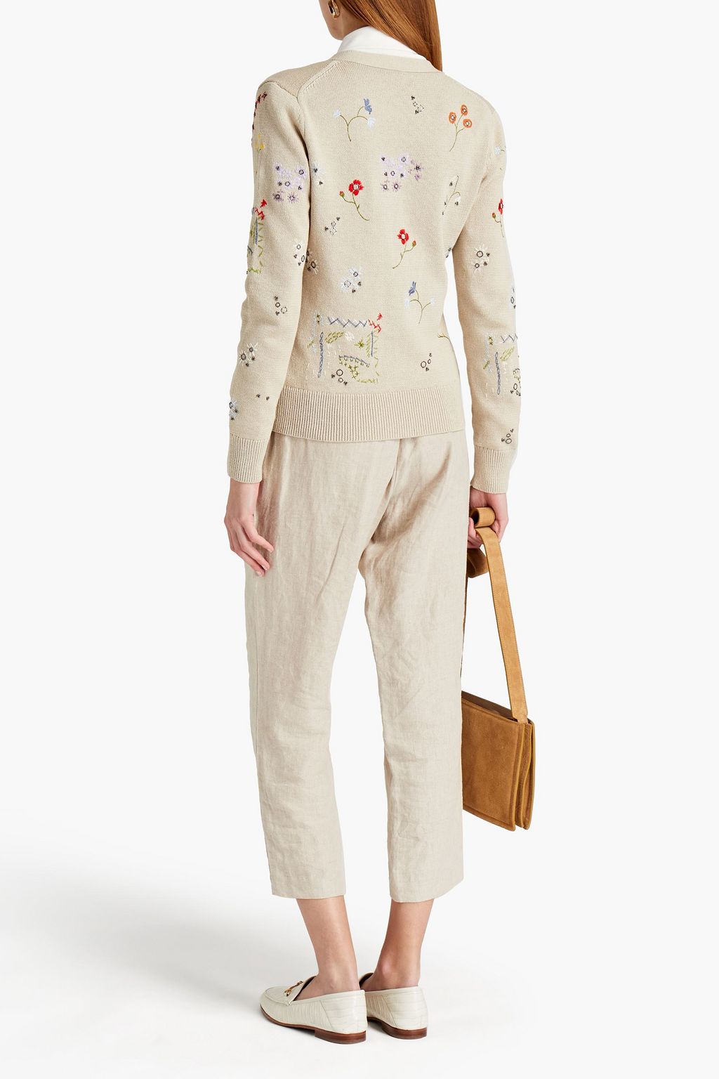 TORY BURCH Embellished cotton cardigan