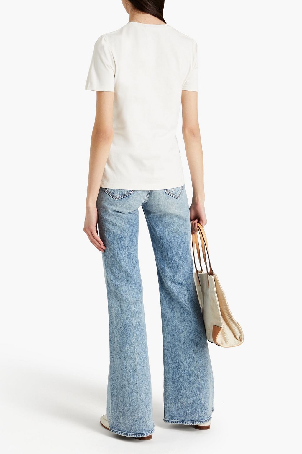 TORY BURCH Embellished cotton-jersey T-shirt