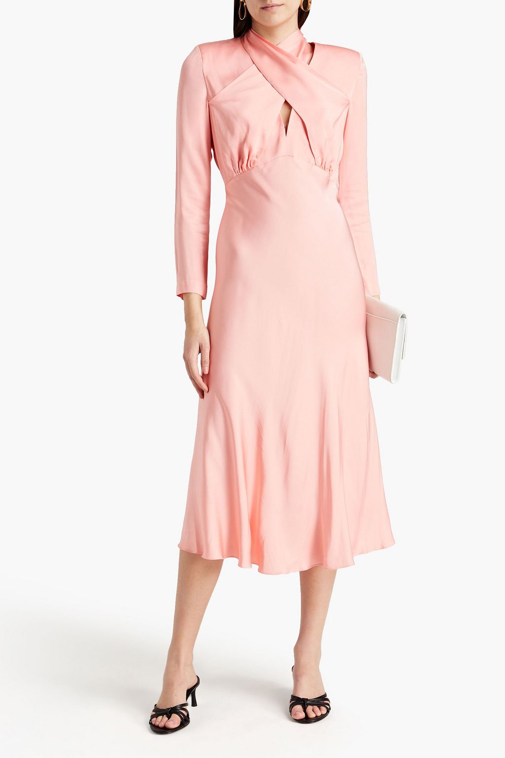 SANDRO Maldive gathered satin midi dress