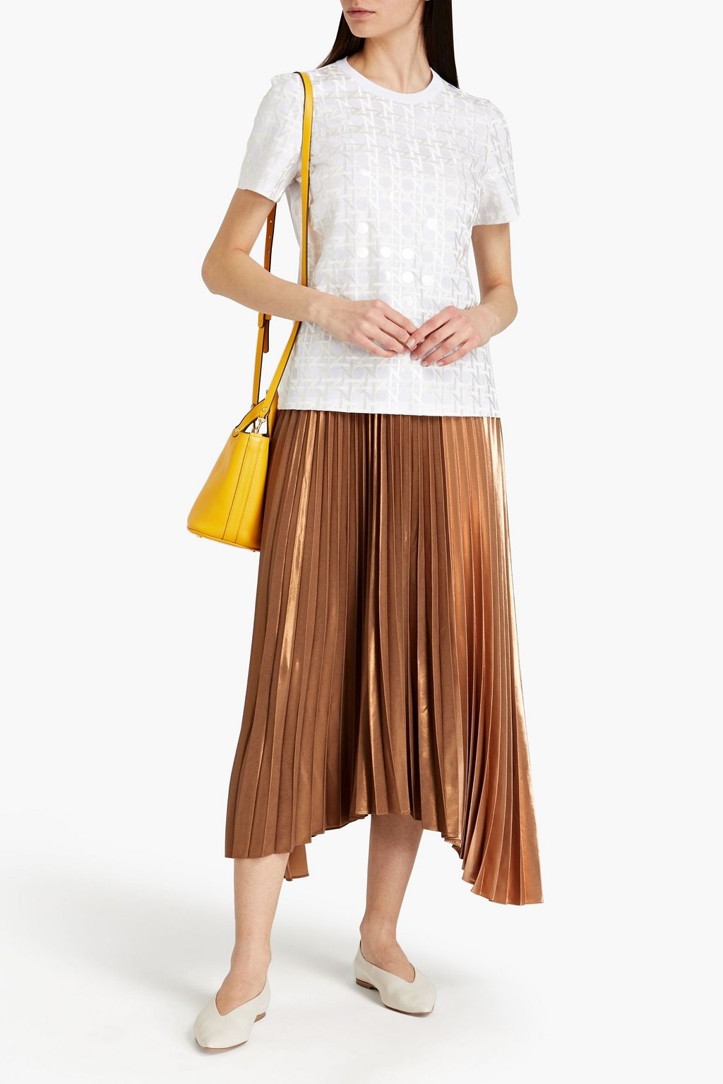 TORY BURCH T-Shirt aus Baumwoll-Jersey mit Verzierung