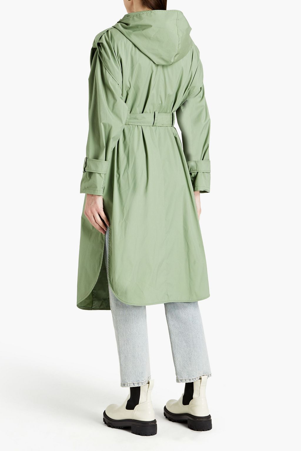 SANDRO Arie belted cotton-blend hooded trench coat