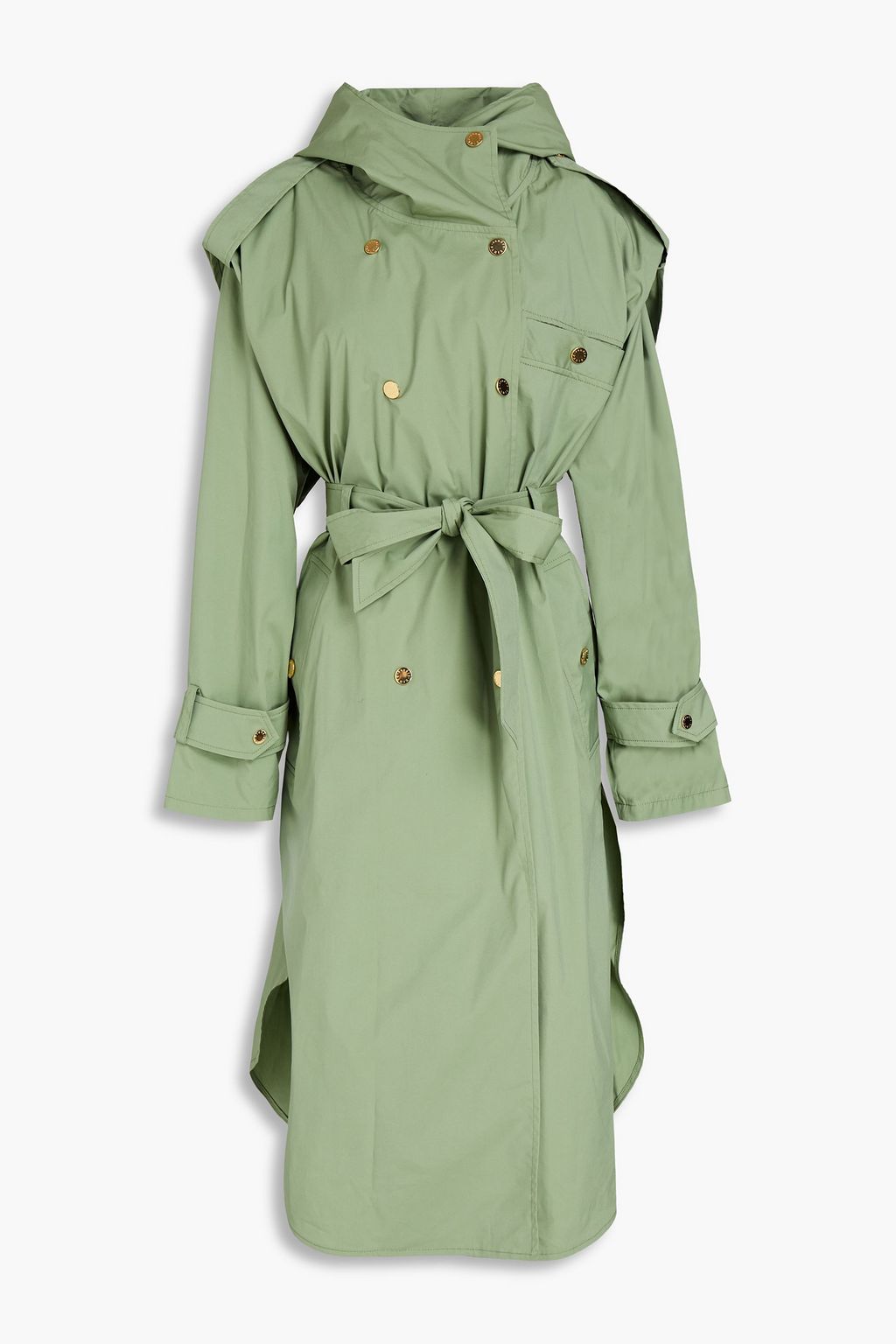 SANDRO Arie belted cotton-blend hooded trench coat | THE OUTNET