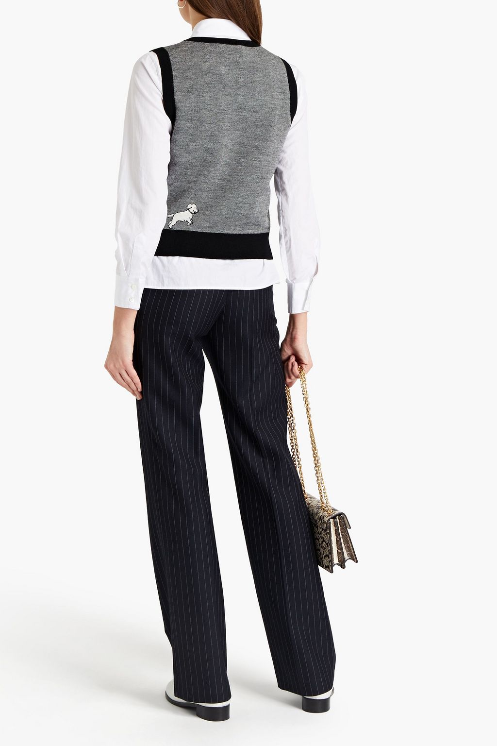 TORY BURCH Jacquard-knit merino wool vest