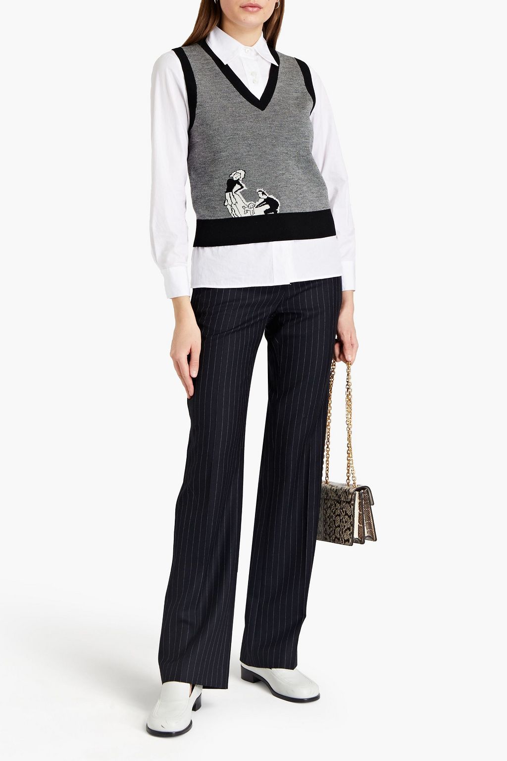 TORY BURCH Jacquard-knit merino wool vest