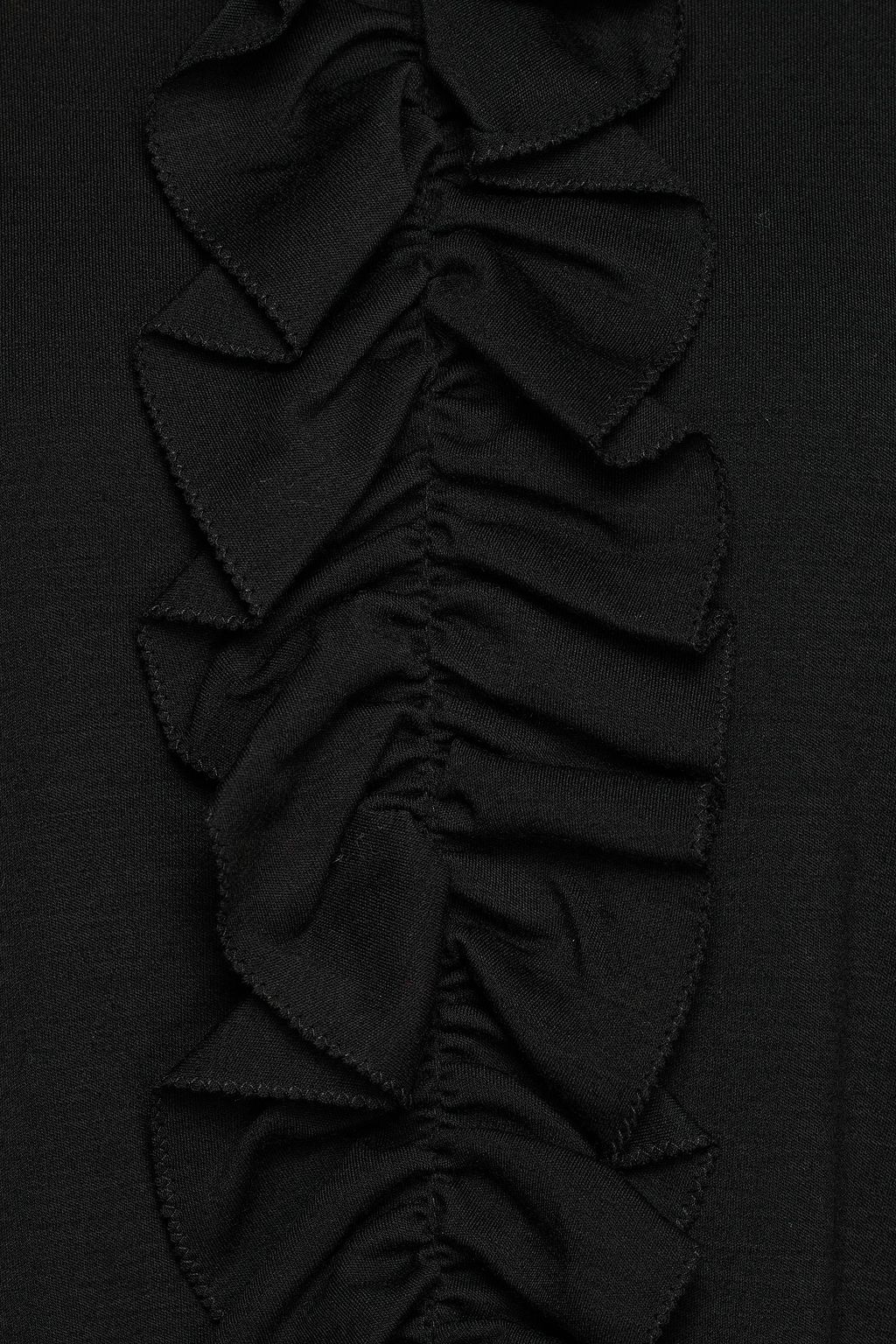MARNI Ruffled wool-jersey turtleneck top