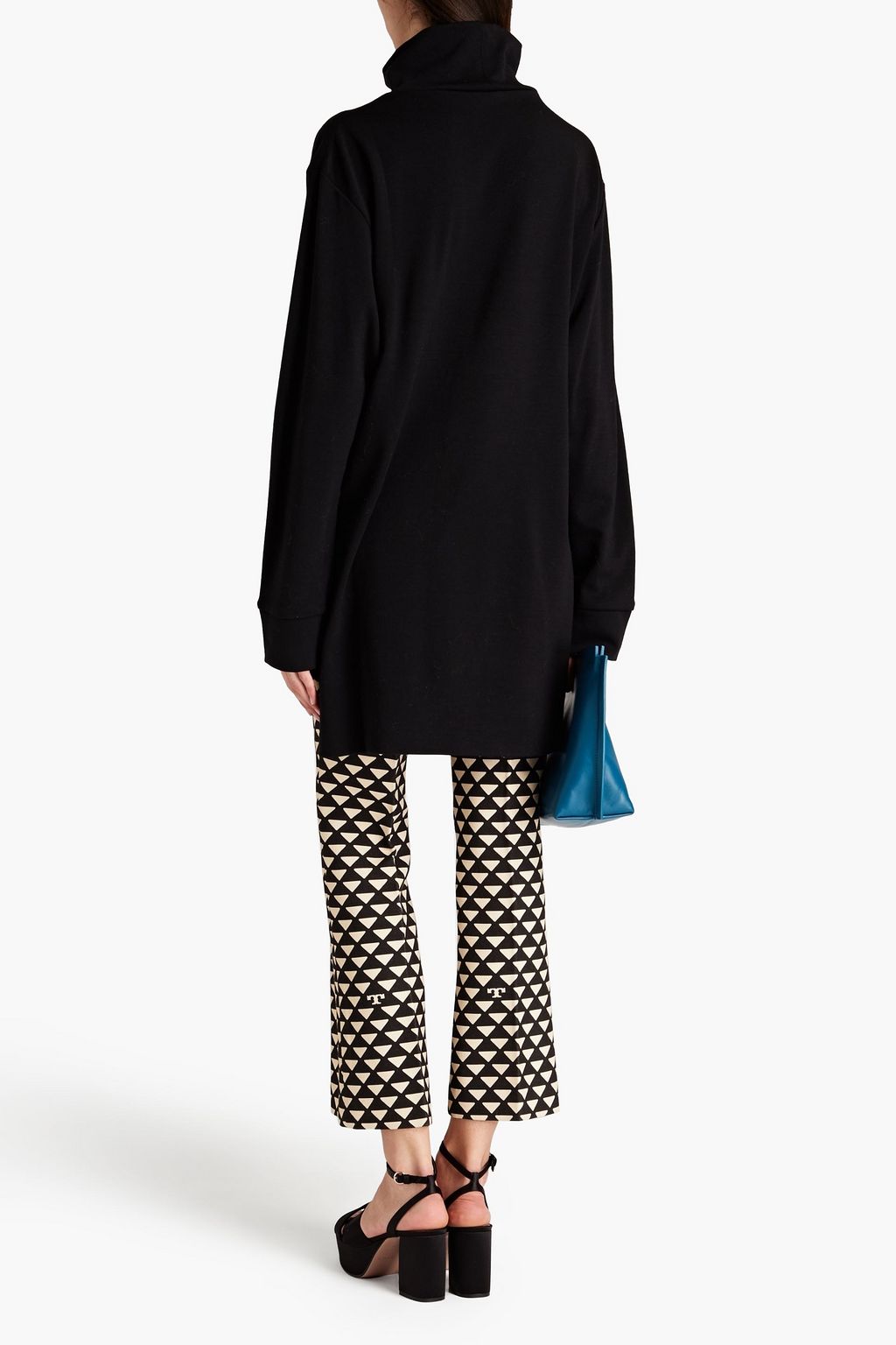 MARNI Ruffled wool-jersey turtleneck top