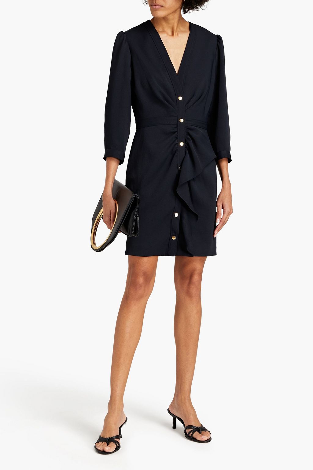 SANDRO Teana gathered twill mini dress